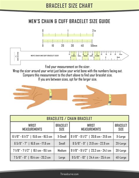 printable bracelet size chart